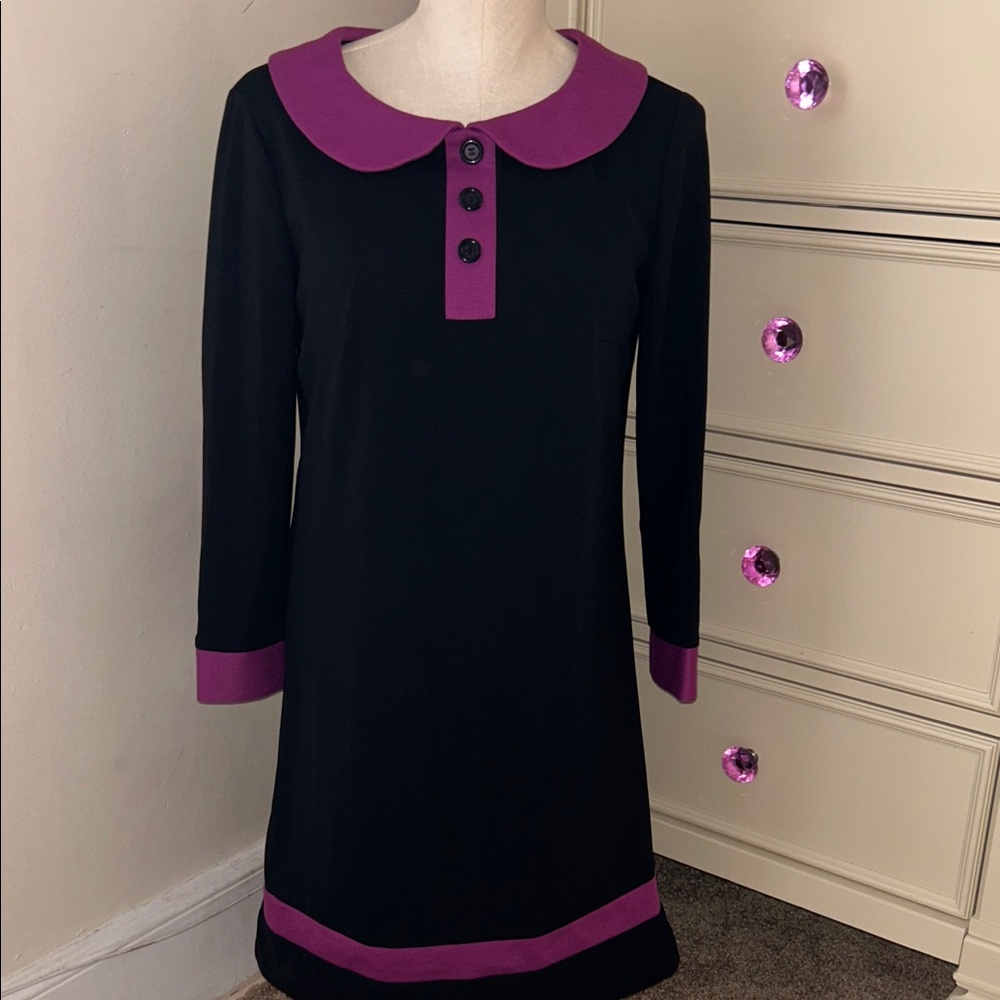 Vintage AA Studio AA Black Dress with Purple Accents